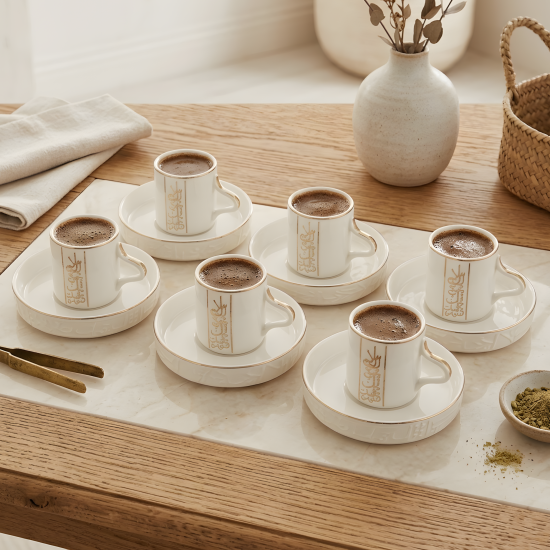 Coffee Cup and Saucer Set - 6 Pcs